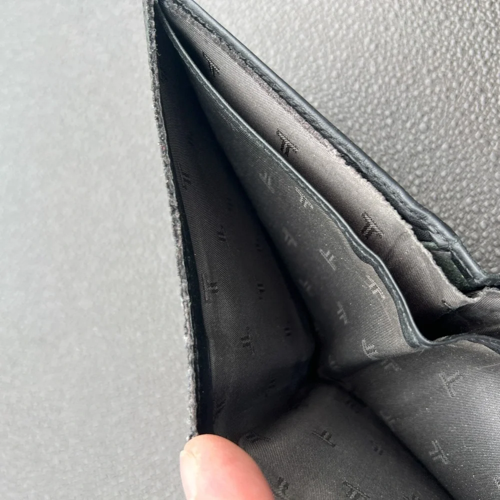 TUMI Black Ballistic Nylon Leather Double Billfold EDC Mens Wallet RFID Protect